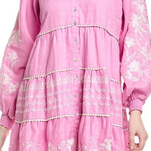 Hale Bob Linen Mini Dress - Beautiful Pink - Picture 3 of 9